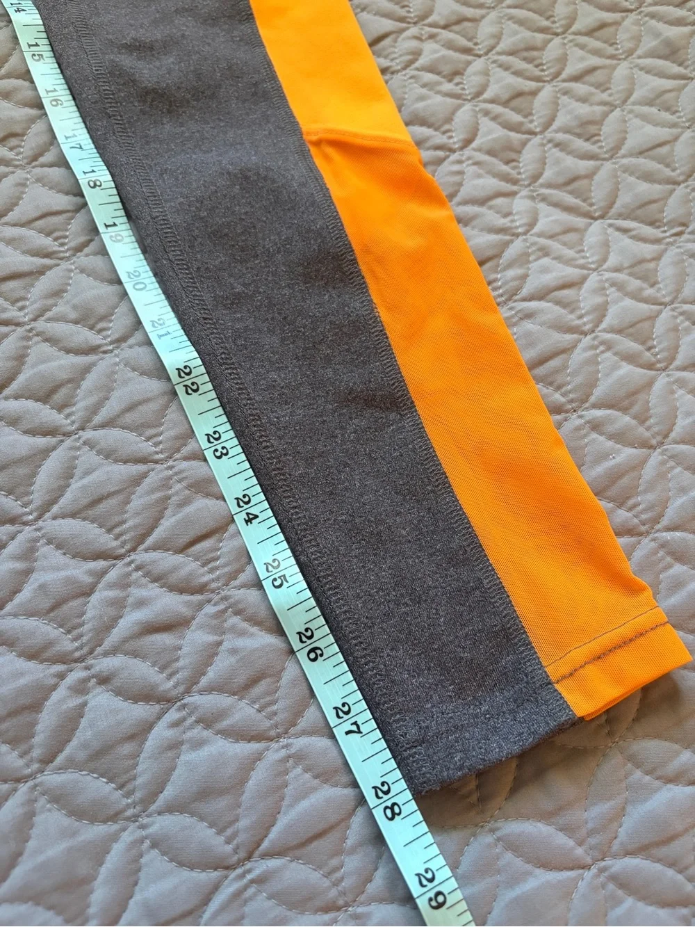 ALO Yoga Ascendent Gray Leggings with Orange & Teal Panels